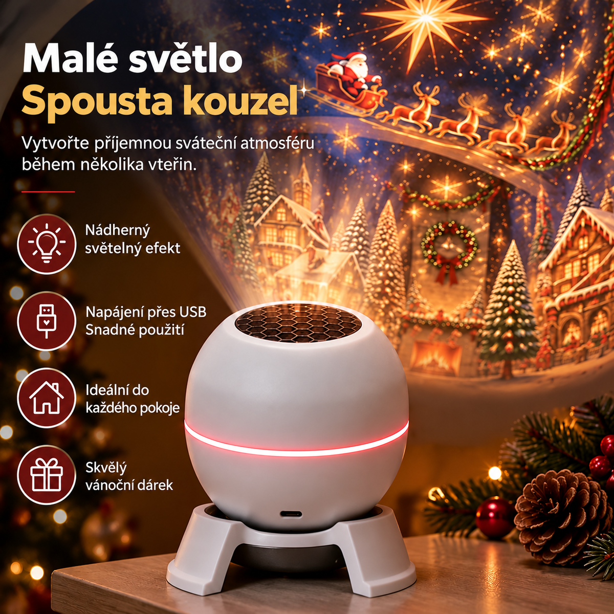Oficiální vlajkový obchod pro Česko | 🎅🎁 SCNDR® Chytrý holografický projektor (HD chytrá dynamická 5D projekce)