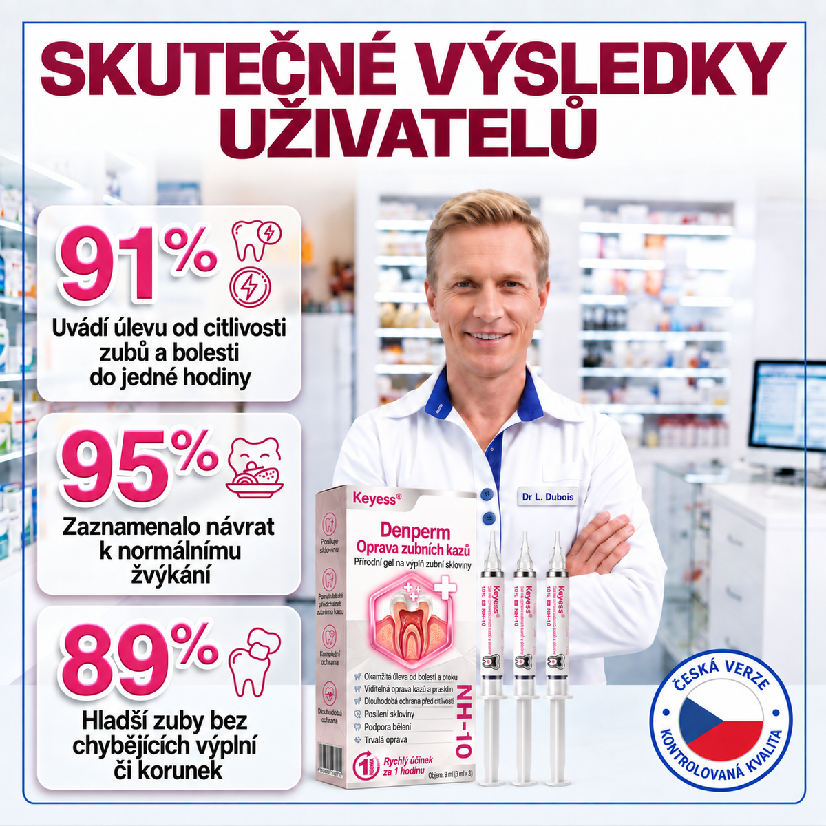 Keyess® DenPerm🎉🧣🧣 — Gel pro péči o zubní sklovinu při kazech, citlivých zubech a oslabené sklovině