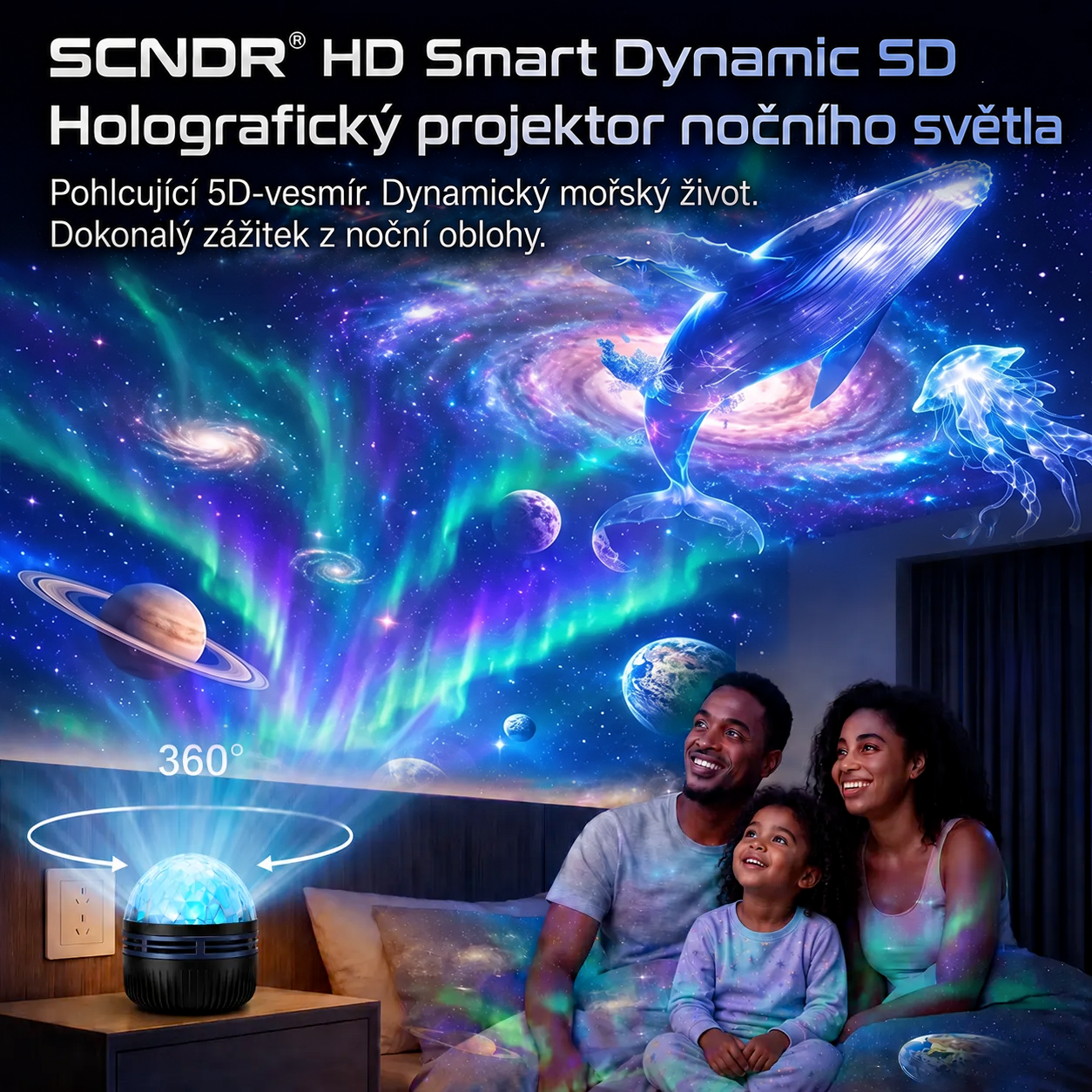 Oficiální obchod | 💖🎁 SCNDR® 360° chytrý holografický projektor hvězdné oblohy (HD chytrý dynamický 5D)
