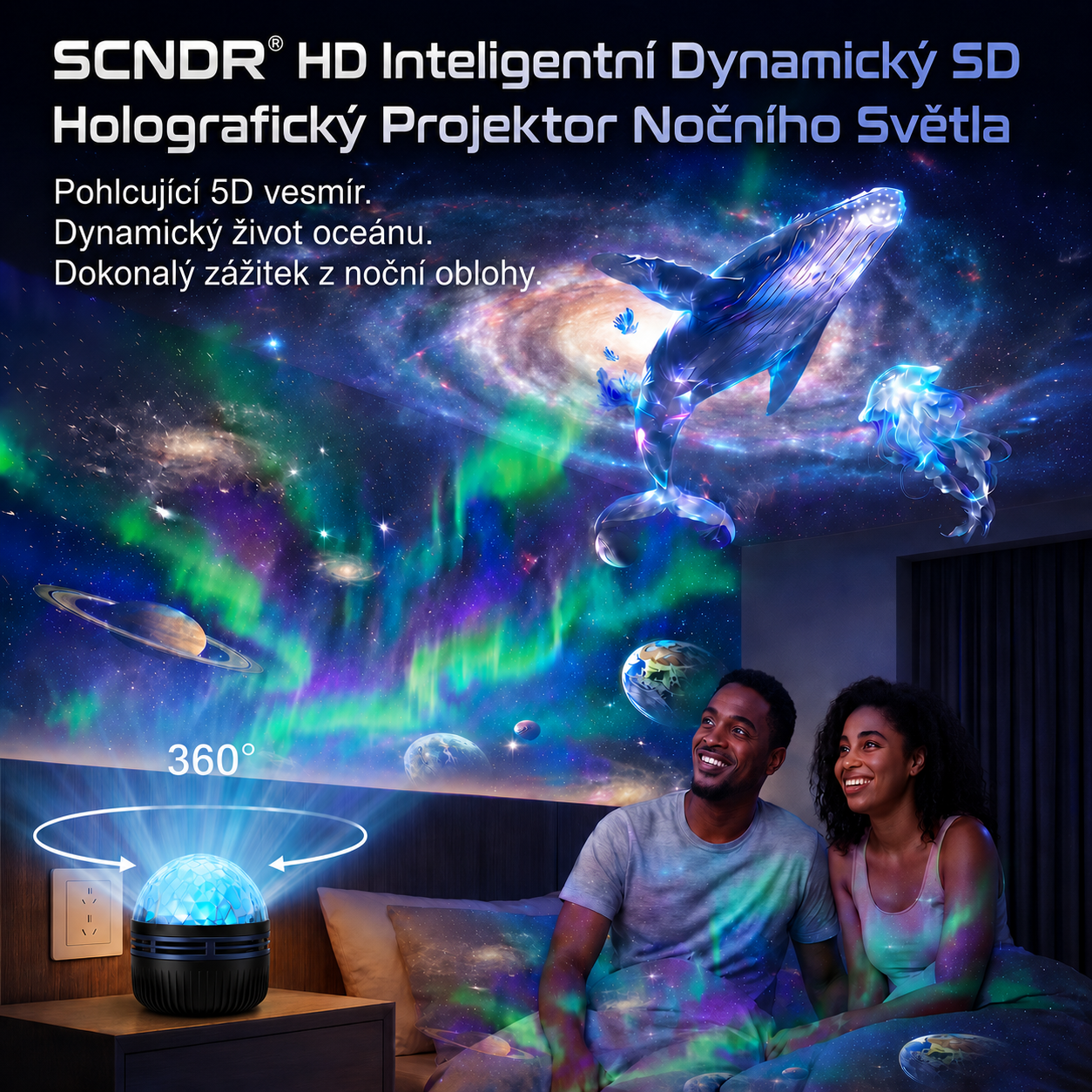 🇨🇿 Oficiální obchod v České republice | 🎁💕SCNDR® 360° Inteligentní holografický projektor hvězdné oblohy (HD inteligentní dynamický 5D)